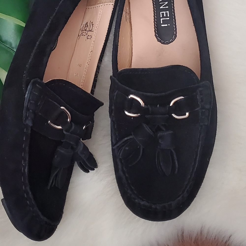 3 for $20 Vaneli Black Suede Loafers Size 8